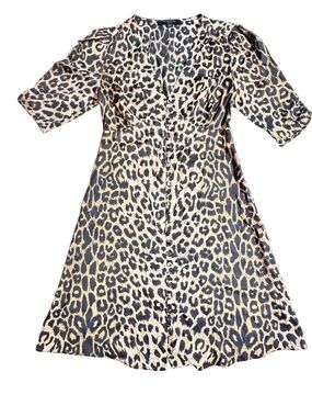 AllSaints Leopard Print Satin Top - Black and Brown size S. 100% viscose